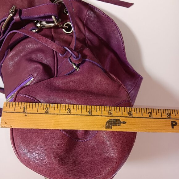 Soriel New York Leather Hobo Handbag, Raspberry color, Silver tone hardware - Picture 11 of 12